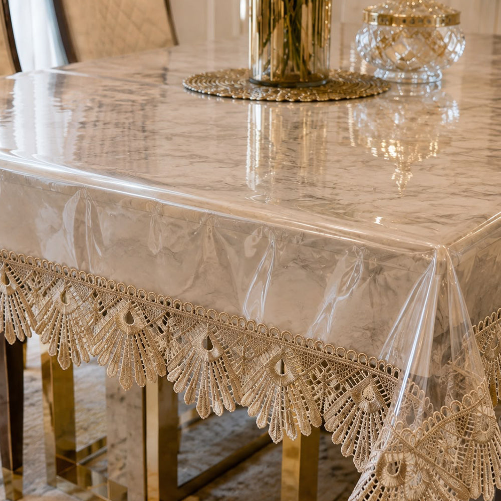 Royal Crest Transparent Lace Table Cover