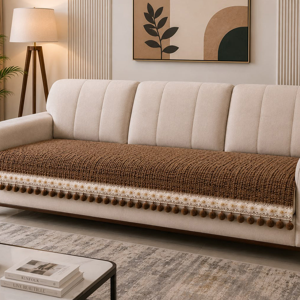 Ventus Pearl Bloom Sofa Seat Cover – Coffee