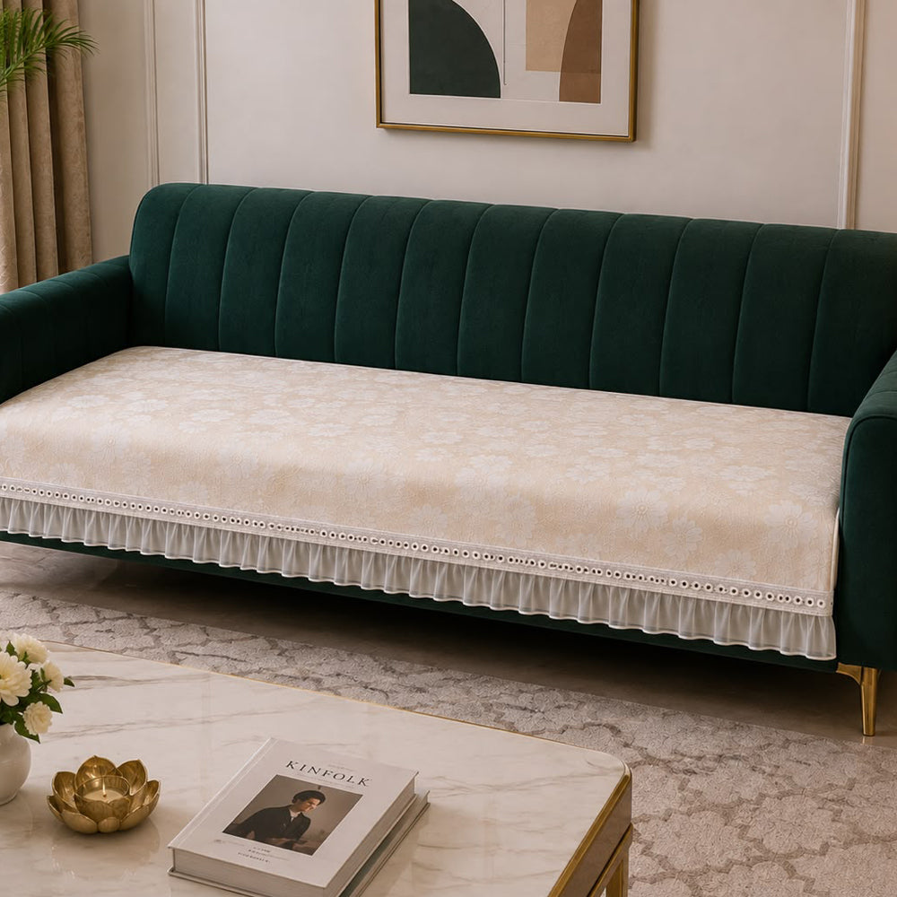 Boran Floral Sofa Seat Cover – ivory
