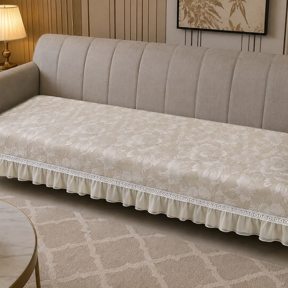Boran Floral Sofa Seat Cover – Coffee
