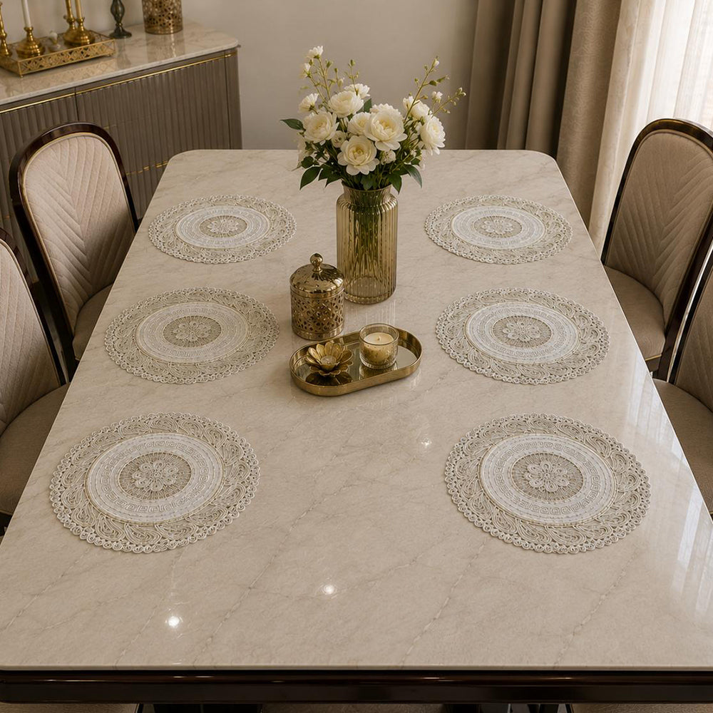 Turkey Marble Round Table Mats – Set of 6 (40 × 40 CM)