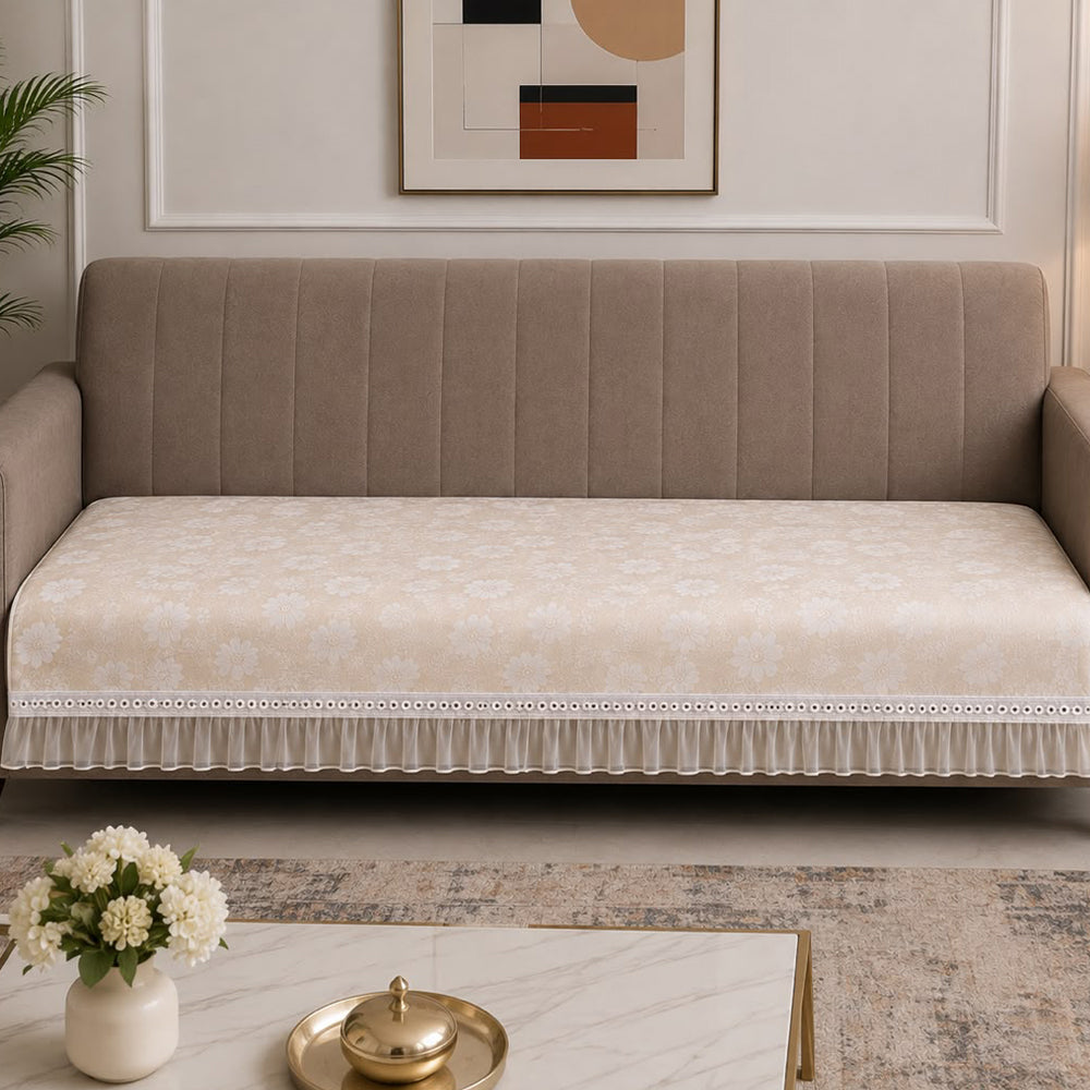 Boran Floral Sofa Seat Cover – ivory
