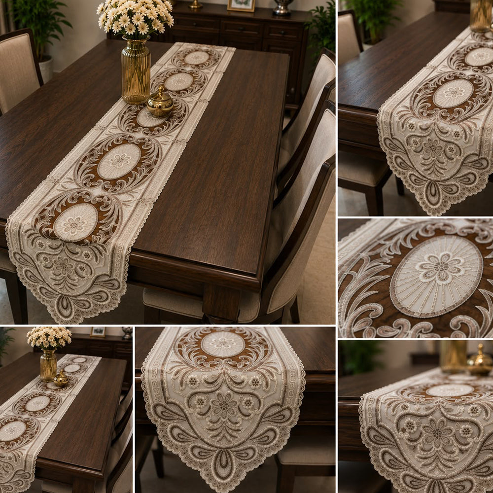 Royal Oval Embroidered Table Runner – 16 × 72 Inches