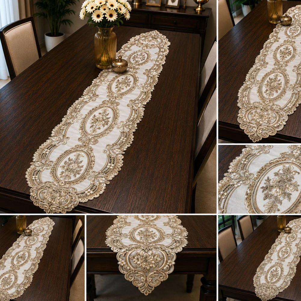 Royal Medallion Embroidered Table Runner – 16 × 72 Inches