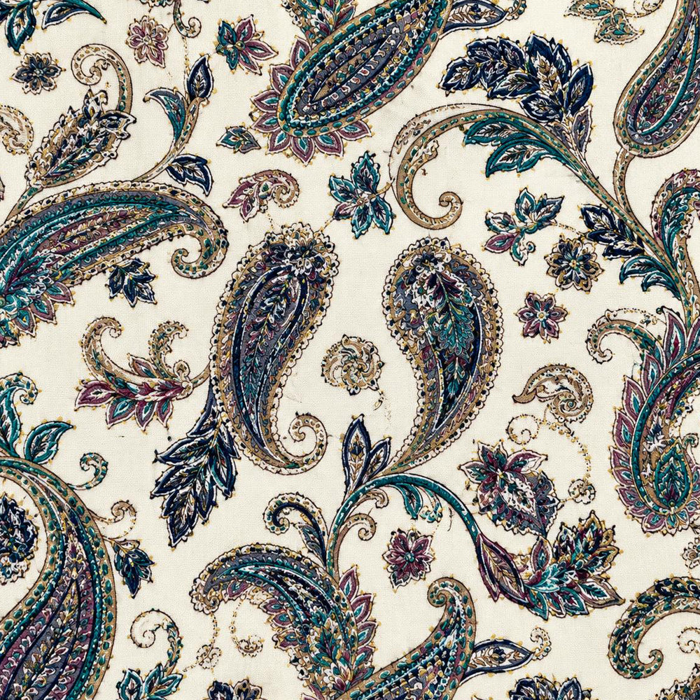 Ivory Blue Paisley Elegance Premium Table Runner – 16 × 72 Inches