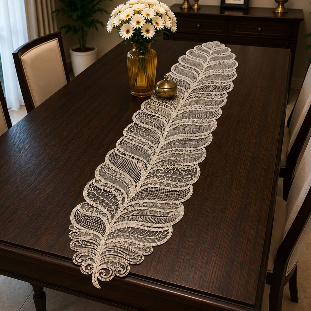 Feather Royale Table Runner – 16 × 72 Inches