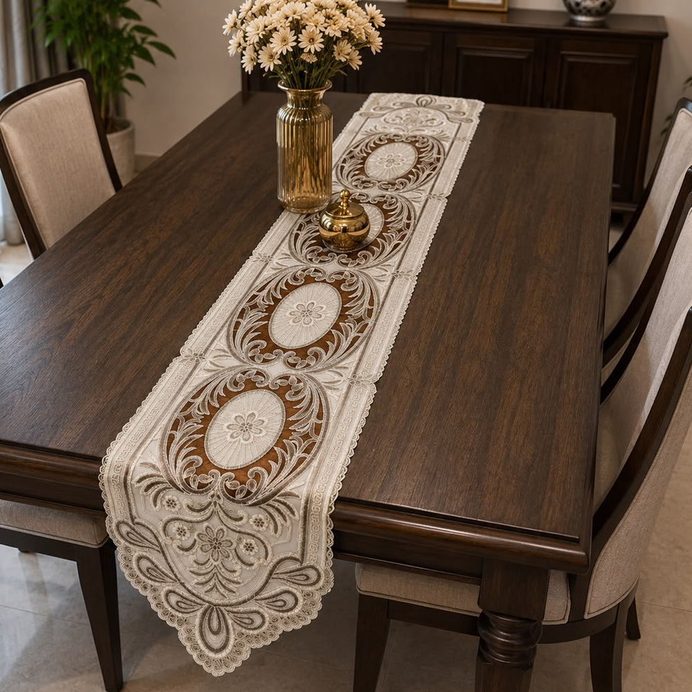 Royal Oval Embroidered Table Runner – 16 × 72 Inches