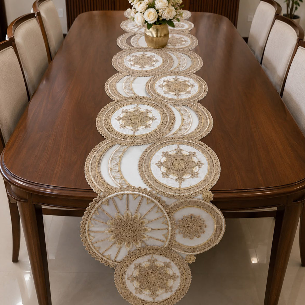 Royal Medallion Circle Table Runner – 16 × 72 Inches