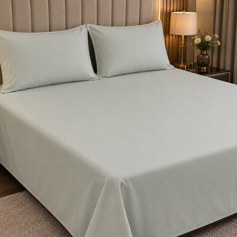 Olive Green  Plain Solid 300 TC 100% Cotton King Size Bed Sheet Set