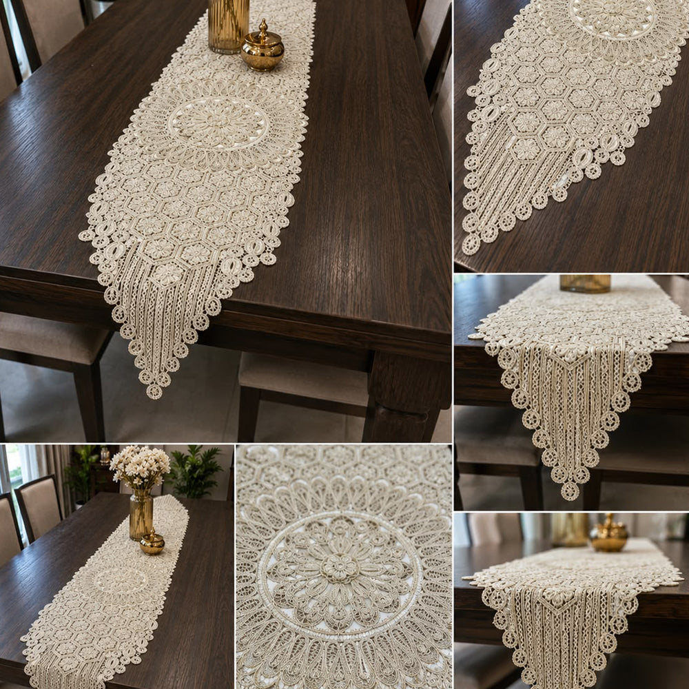 Bohemian Mandala Embroidered Table Runner – 16 × 72 Inches