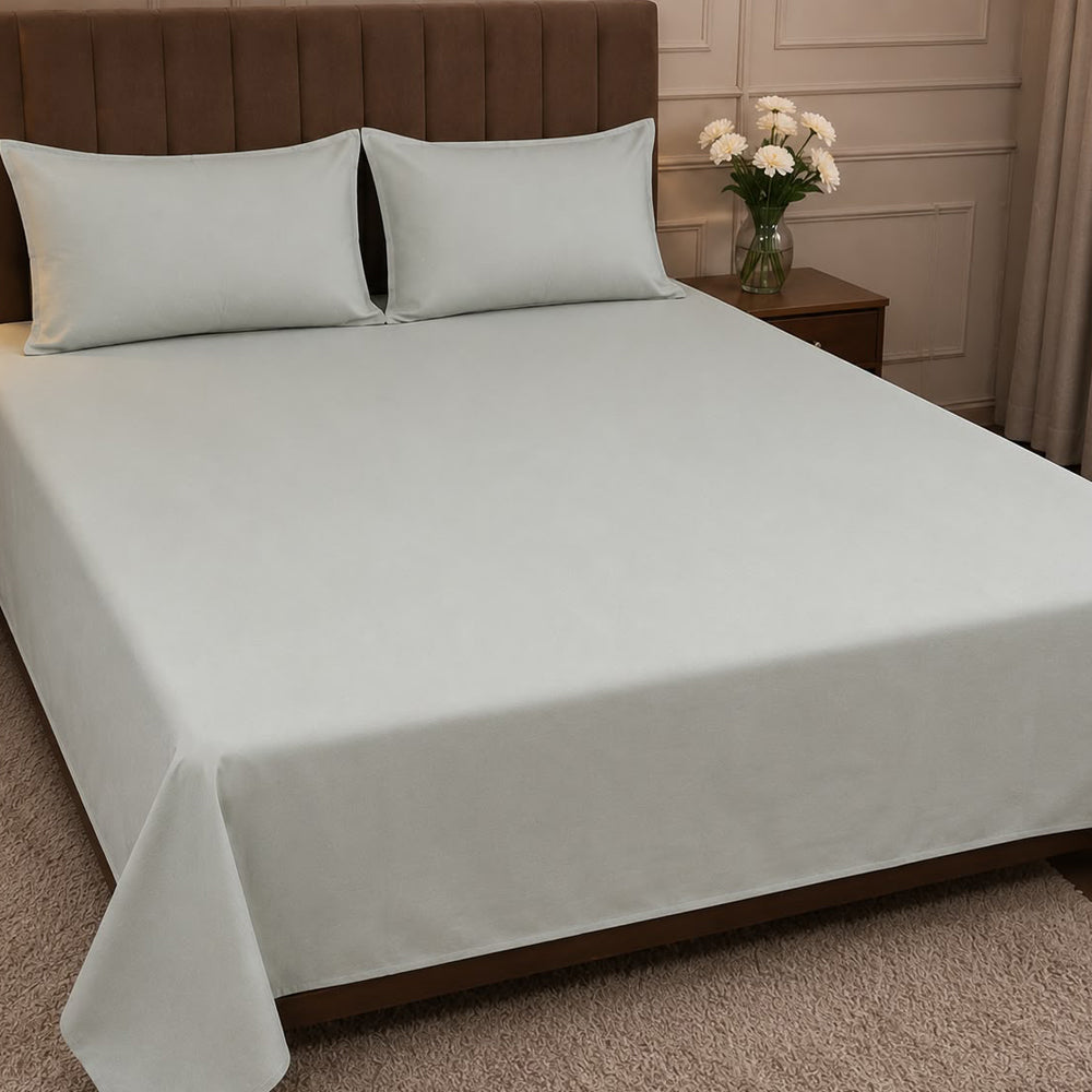Olive Green  Plain Solid 300 TC 100% Cotton King Size Bed Sheet Set