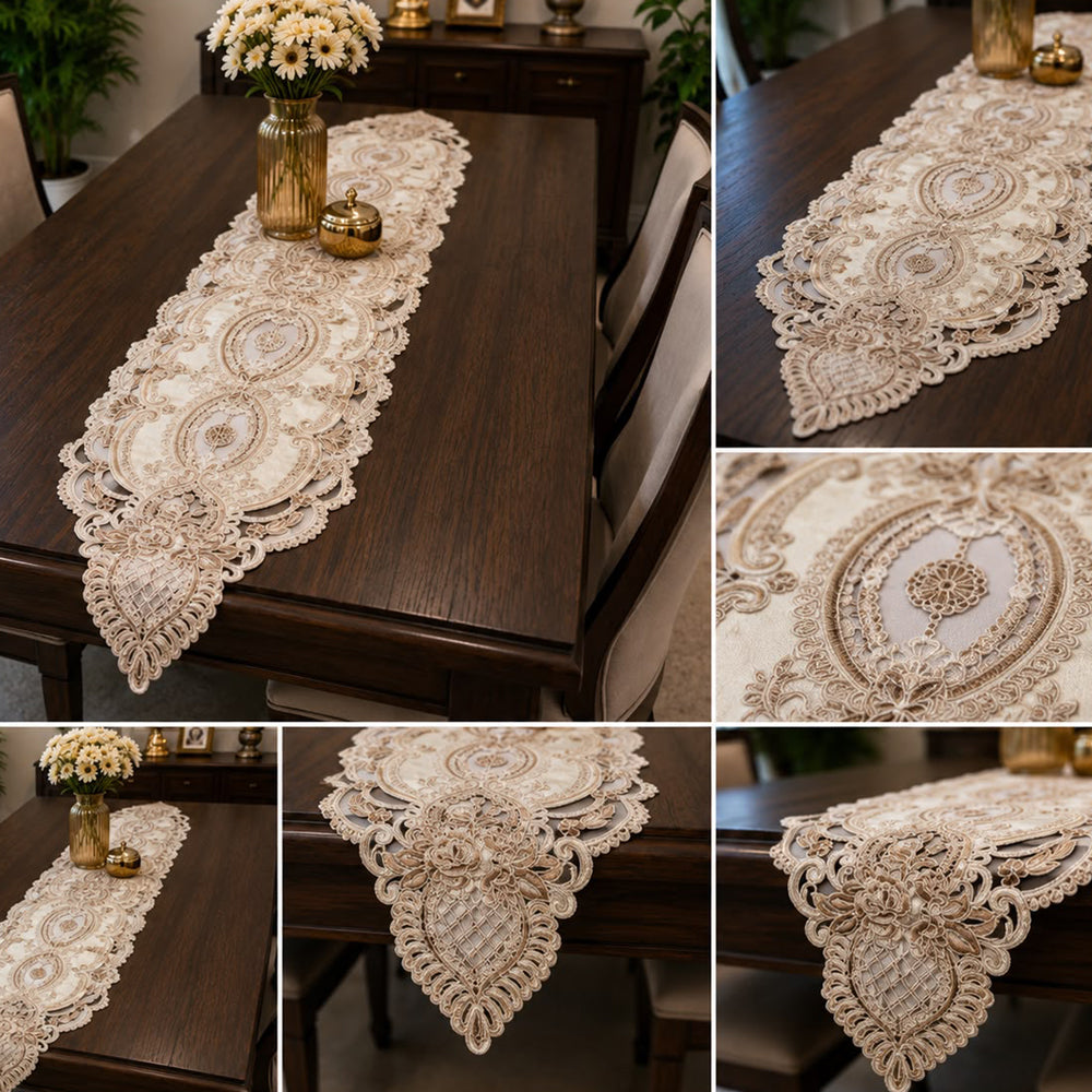 Victorian Medallion Lace Table Runner – 16 × 72 Inches