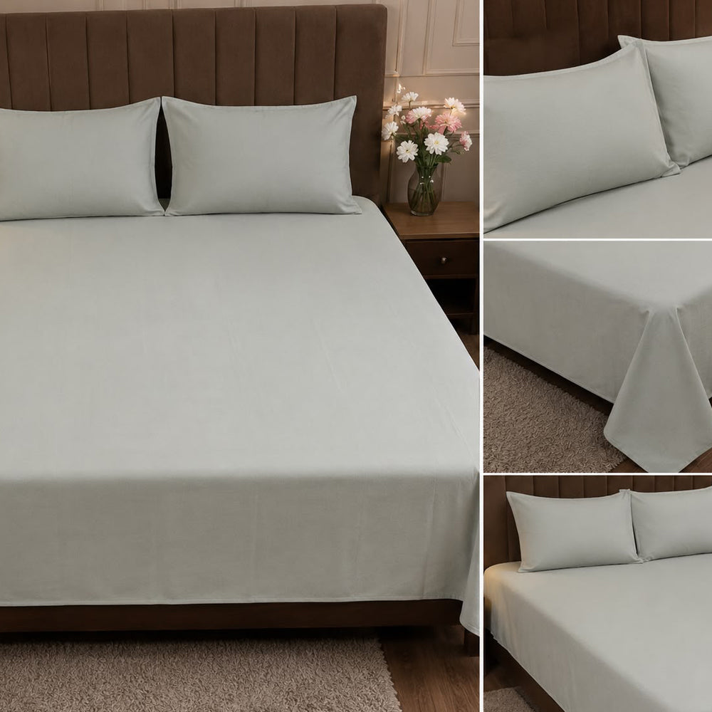 Olive Green  Plain Solid 300 TC 100% Cotton King Size Bed Sheet Set