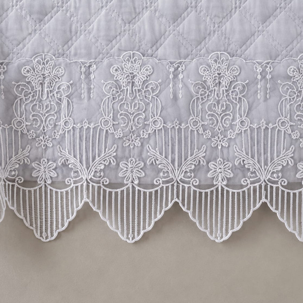 Light Grey Designer Lace 5 Piece Bed Cover Set with Cushion Covers