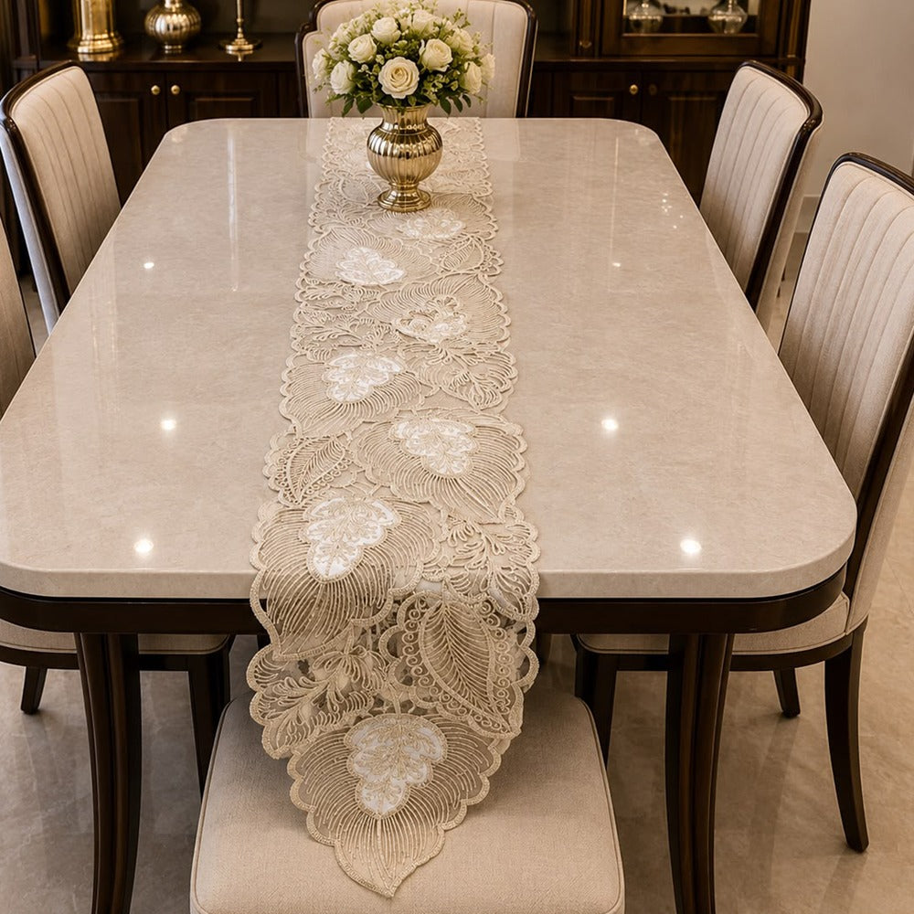 Royal Botanical Lace Table Runner – 16 × 96 Inches