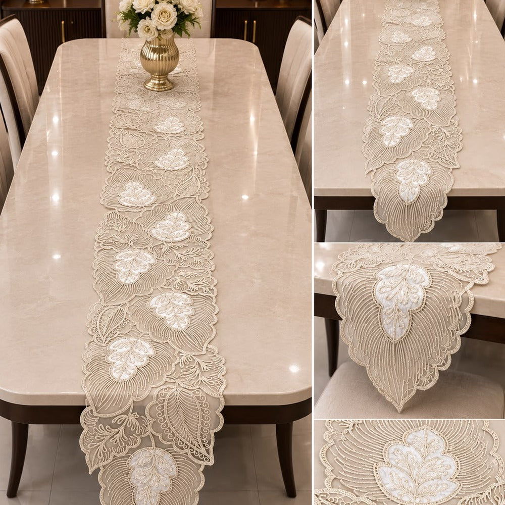 Royal Botanical Lace Table Runner – 16 × 96 Inches