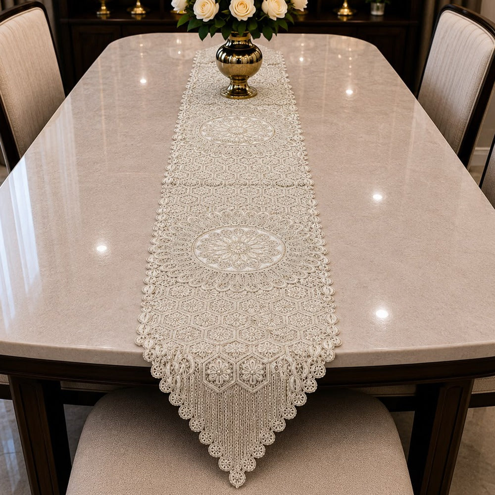 Venetian Lace Embroidered Table Runner – 16 x 96 Inches