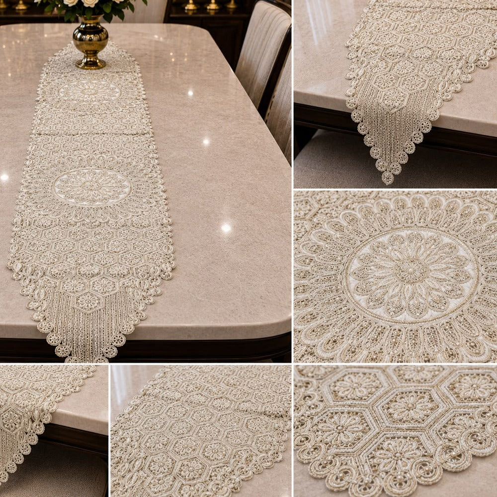 Venetian Lace Embroidered Table Runner – 16 x 96 Inches