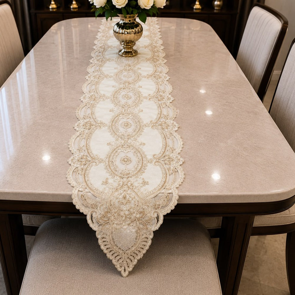 Imperial Elegance Embroidered Table Runner – 16 x 96 Inches