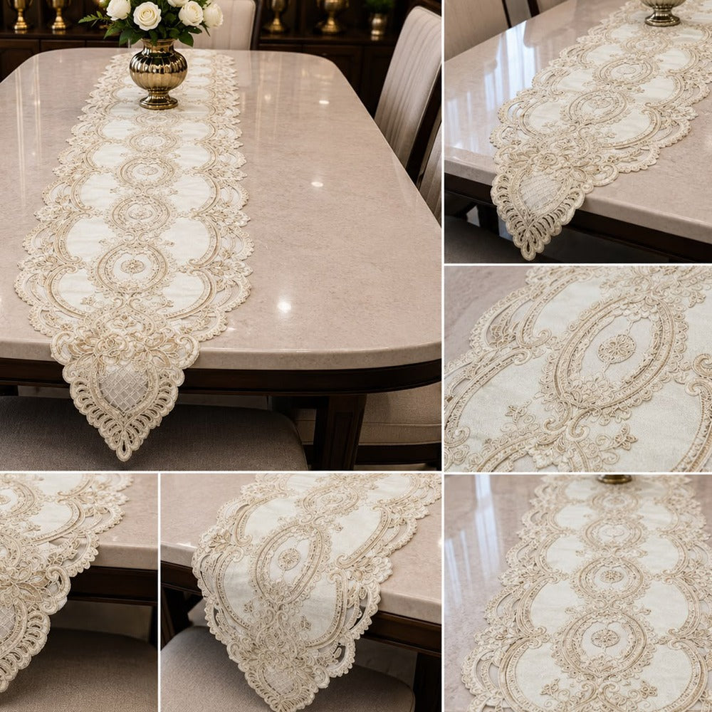 Imperial Elegance Embroidered Table Runner – 16 x 96 Inches